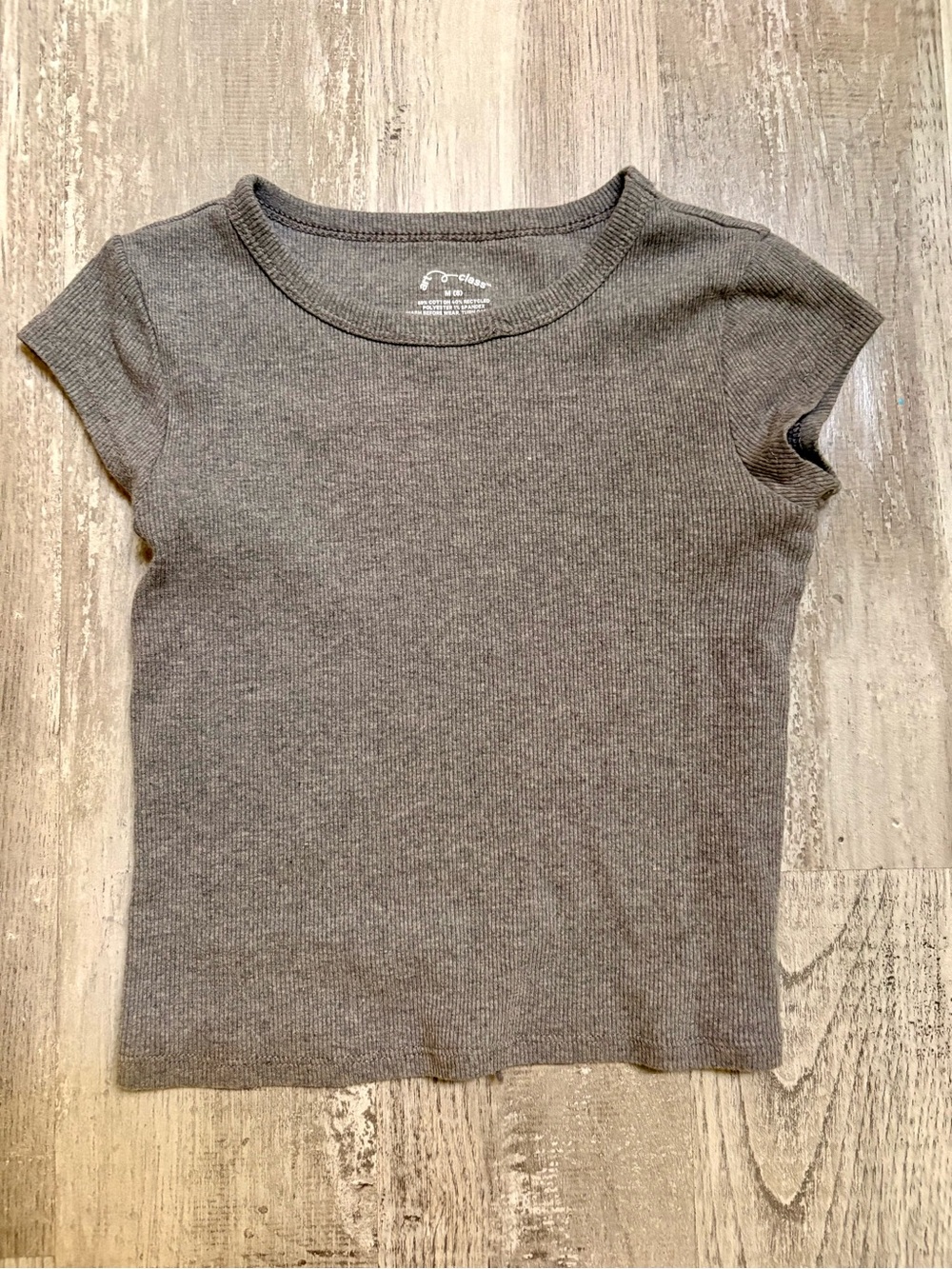 art class Gray Ribbed Short Sleeve Tee